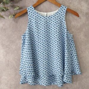 Ann Taylor Loft Top Women’s Blue White Layered Sleeveless Top